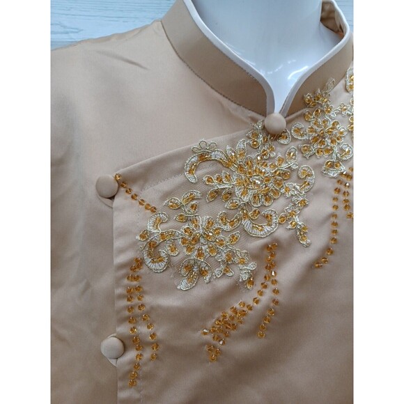 Ethnic Indian Designer Kurta Sherwani Tunic Mens Gold Tone Beaded 6X - Picture 3 of 11